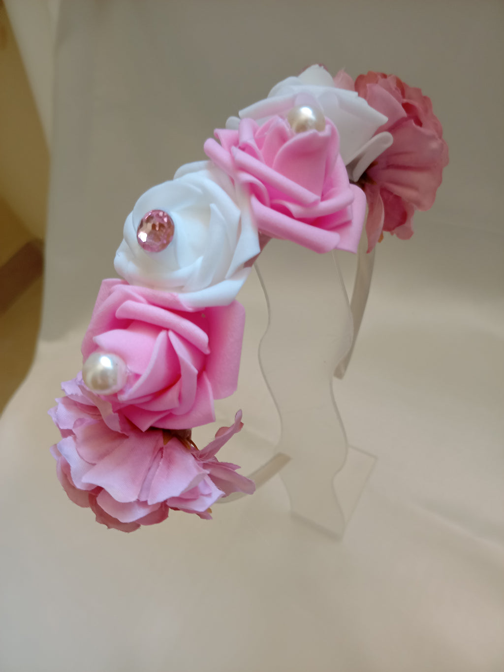 Cerchietto con Fiori per Capelli – Accessorio Cerimonia Damigella, Fatto a Mano