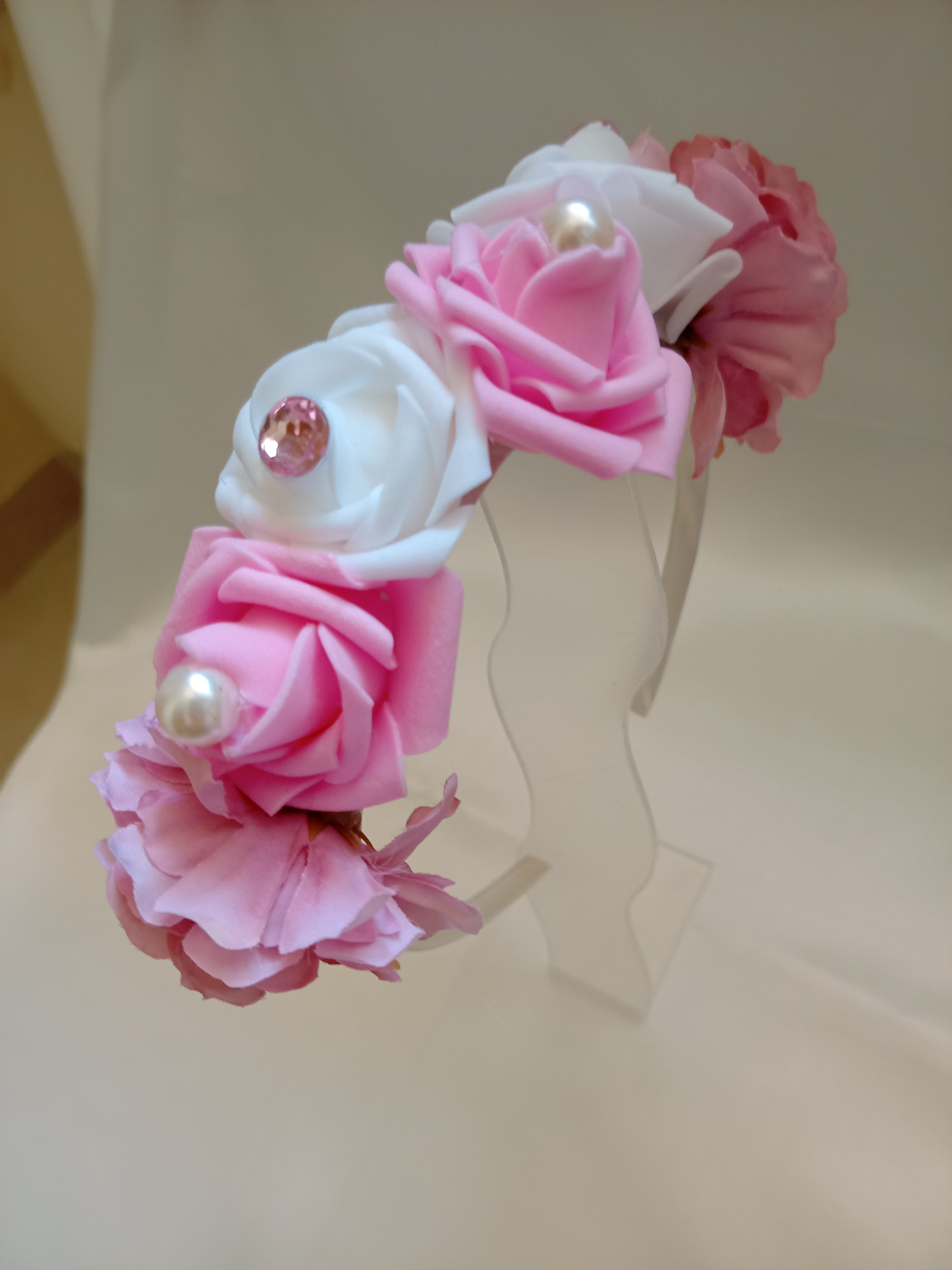 Cerchietto con Fiori per Capelli – Accessorio Cerimonia Damigella, Fatto a Mano