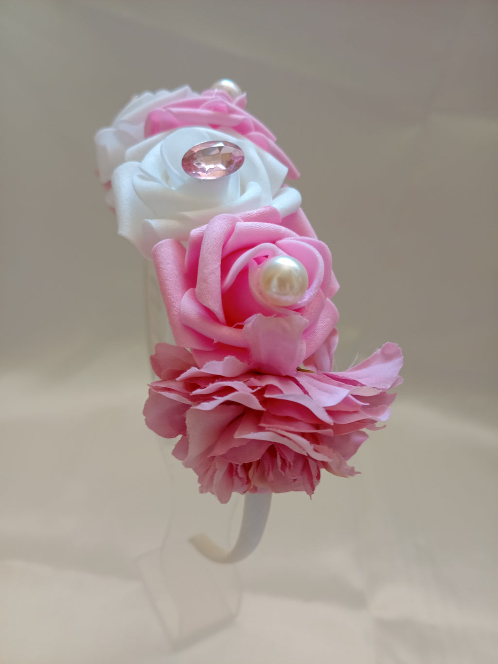 Cerchietto con Fiori per Capelli – Accessorio Cerimonia Damigella, Fatto a Mano