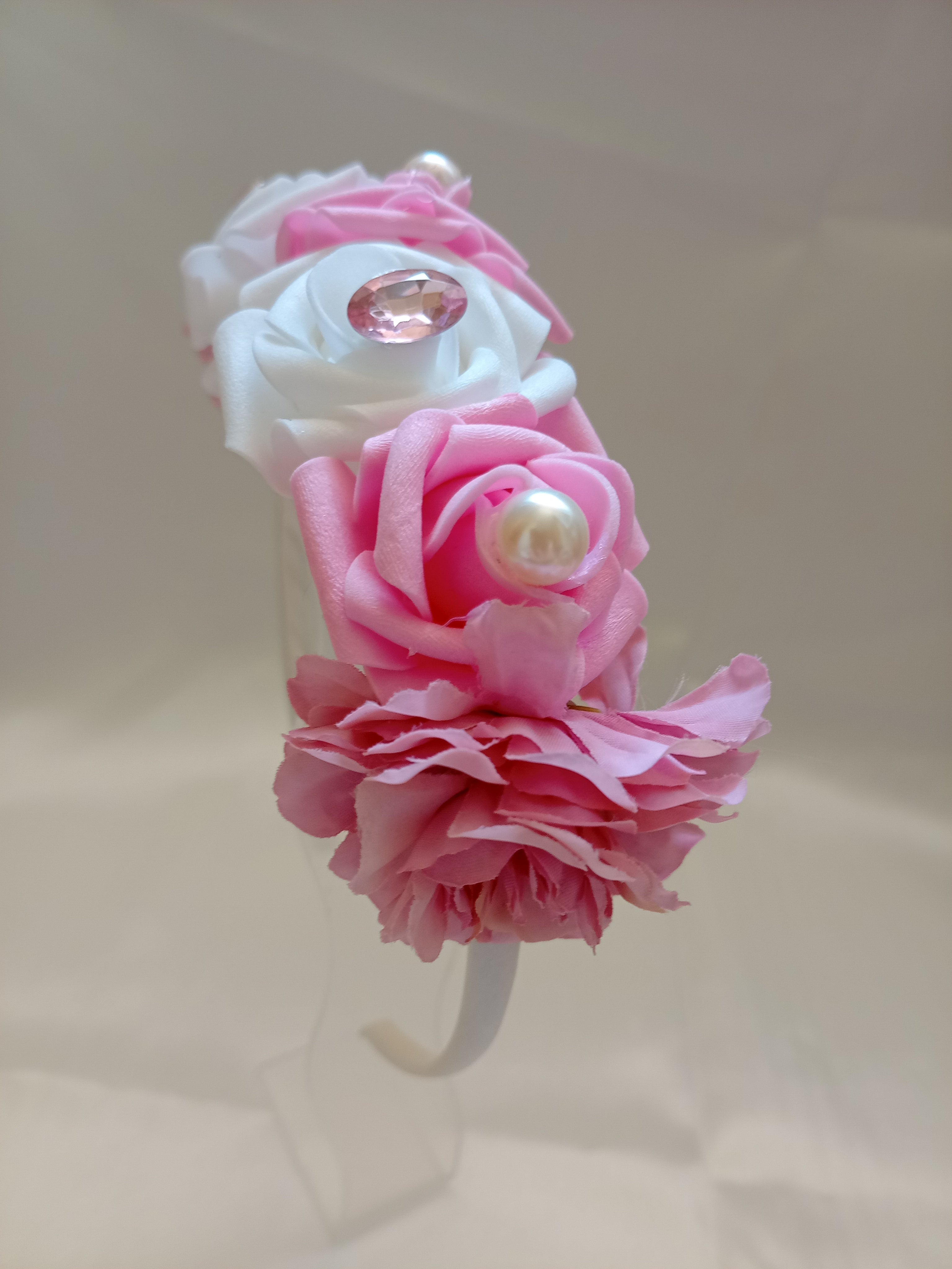 Cerchietto con Fiori per Capelli – Accessorio Cerimonia Damigella, Fatto a Mano