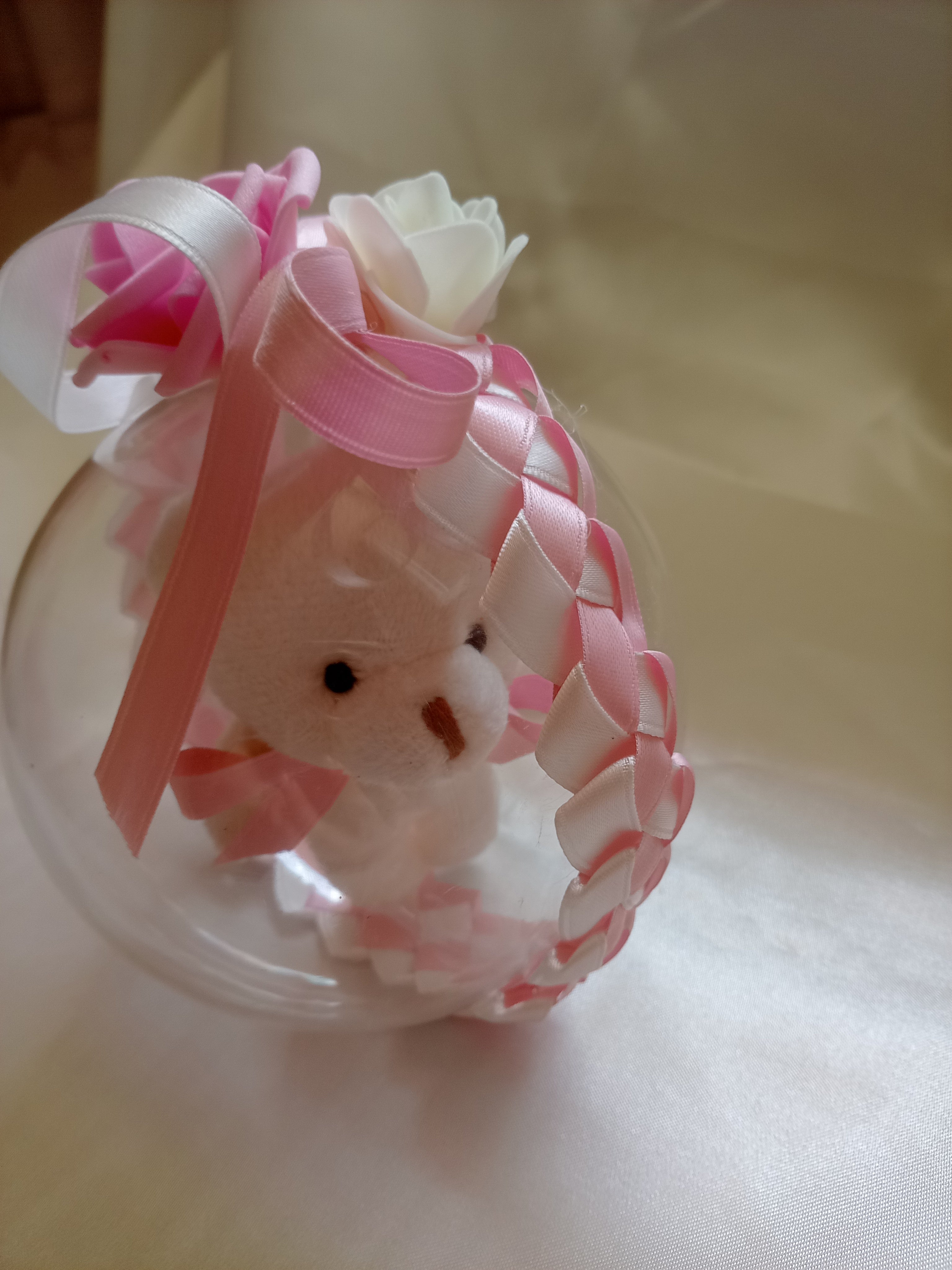 Pallina Segnaposto con Orsacchiotto – Bomboniera Nascita, Battesimo, Baby Shower