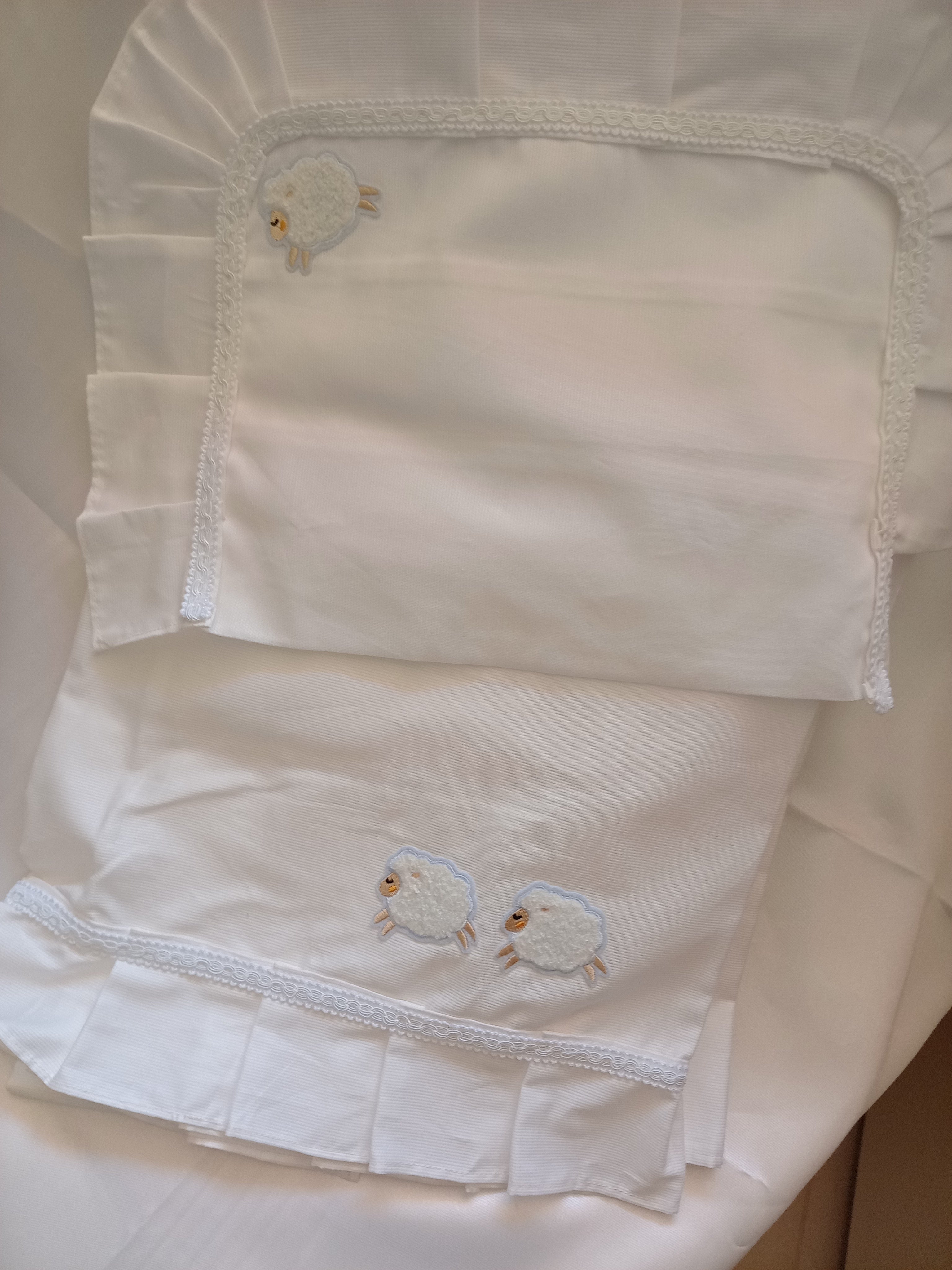 Set Carrozzina con Lenzuolo in Cotone – Realizzato a Mano, Neonato, Personalizzabile