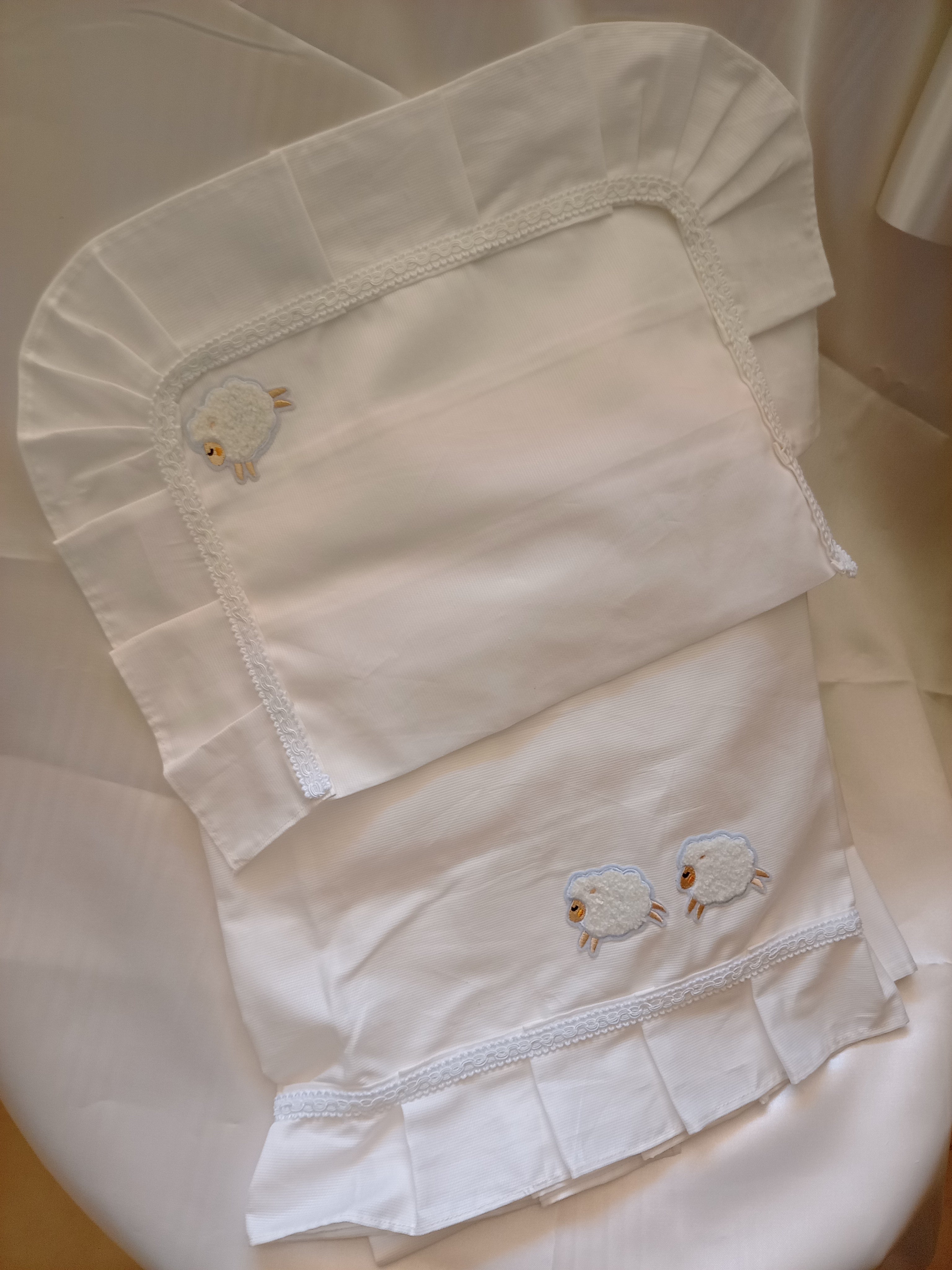 Set Carrozzina con Lenzuolo in Cotone – Realizzato a Mano, Neonato, Personalizzabile