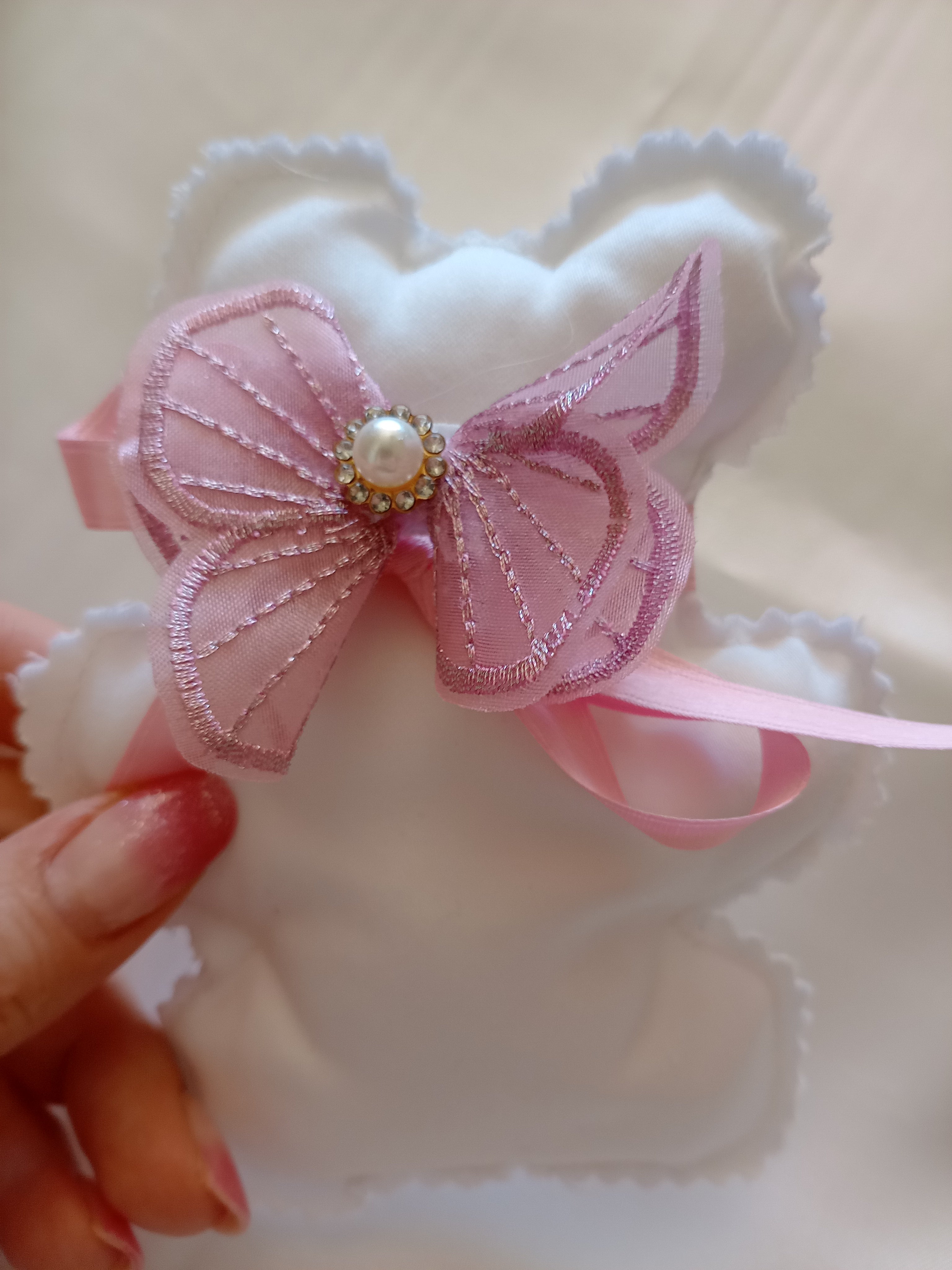 Orsetto in Cotone – Bomboniera e Segnaposto per Nascita, Battesimo e Baby Shower – Realizzato a Mano, Personalizzabile