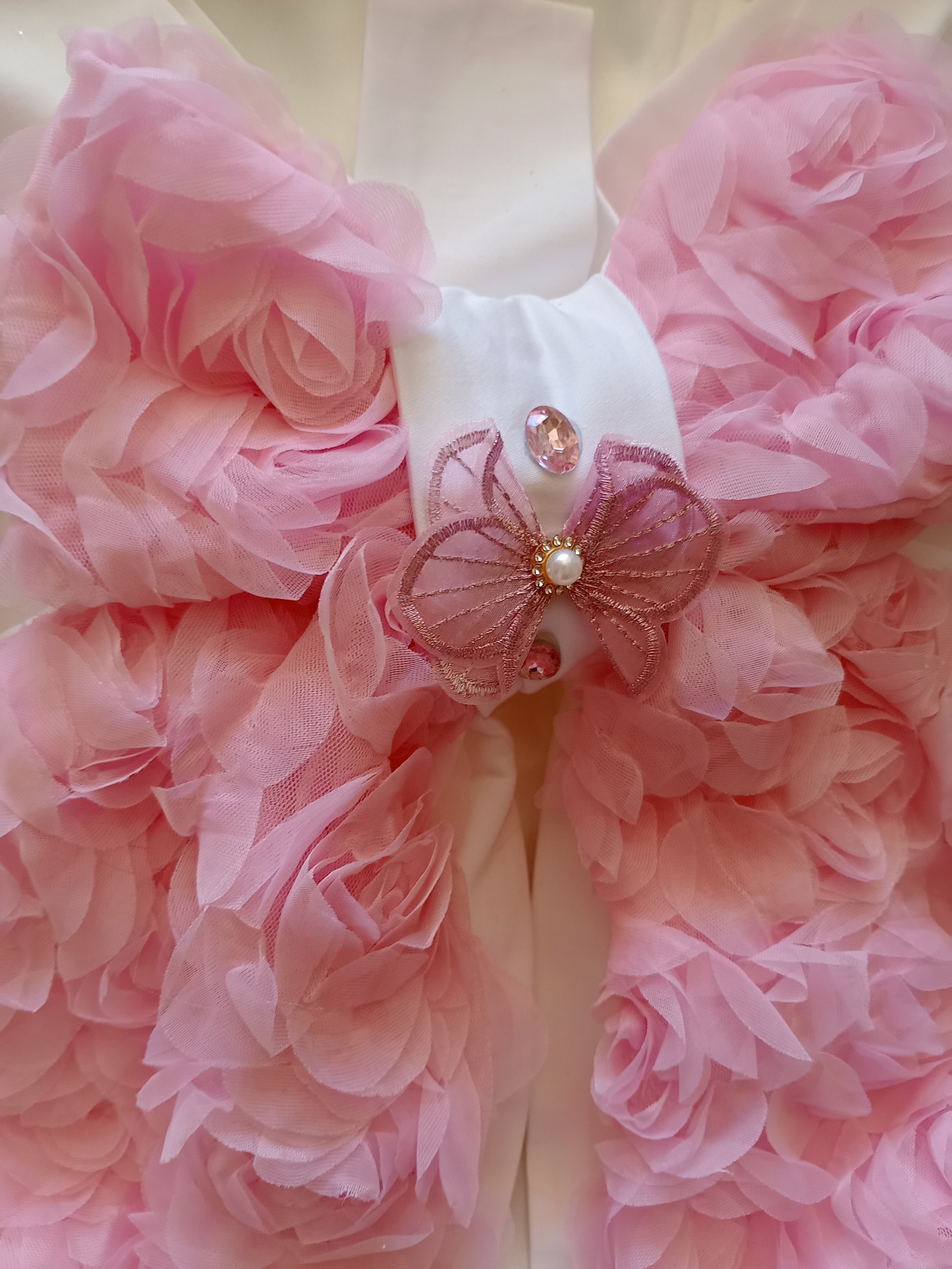 Fiocco Nascita in Tulle Rosa Effetto Rose – Fatto a Mano, Personalizzabile