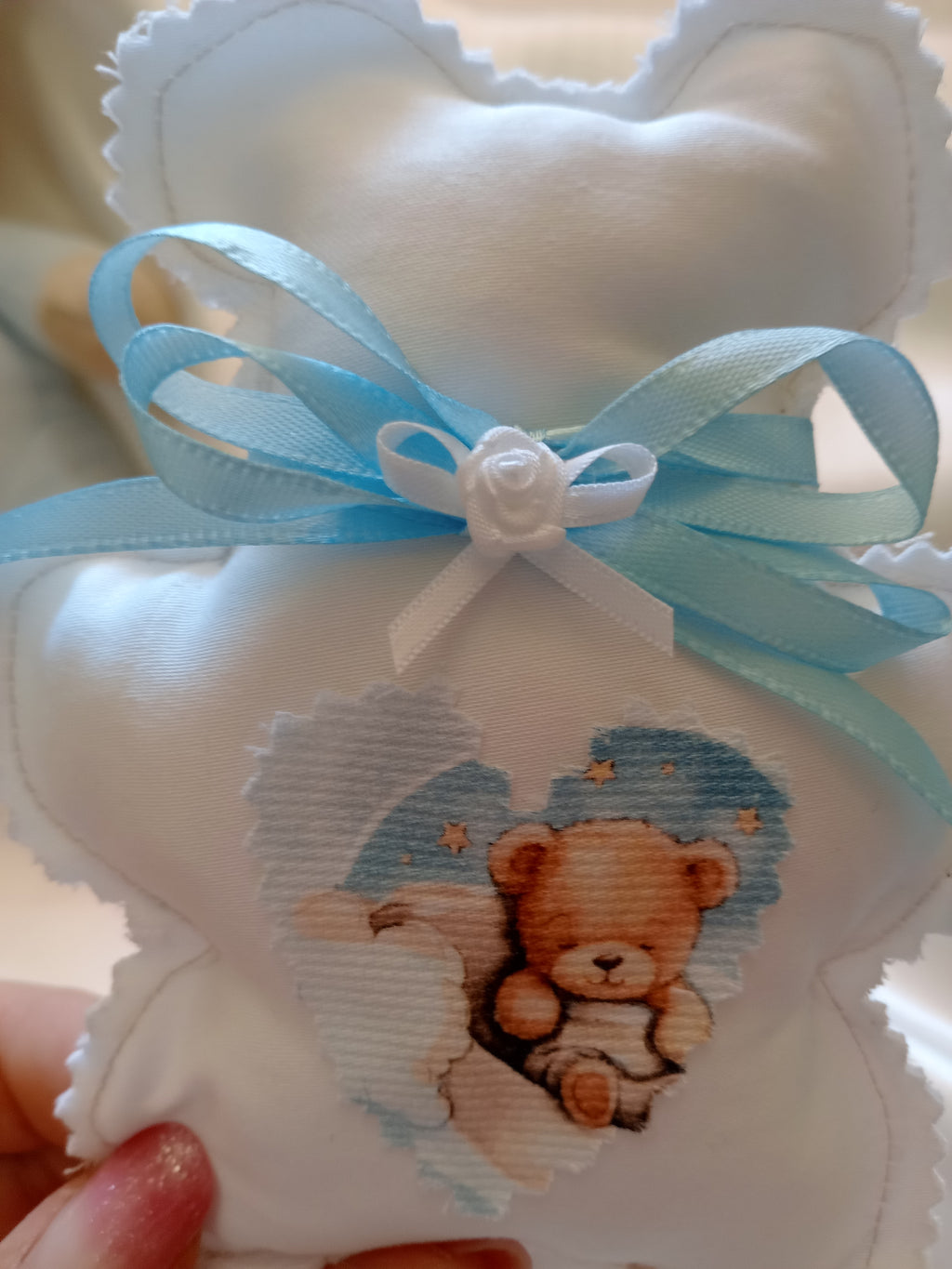 Orsetto in Cotone – Bomboniera e Segnaposto per Nascita, Battesimo e Baby Shower – Realizzato a Mano, Personalizzabile
