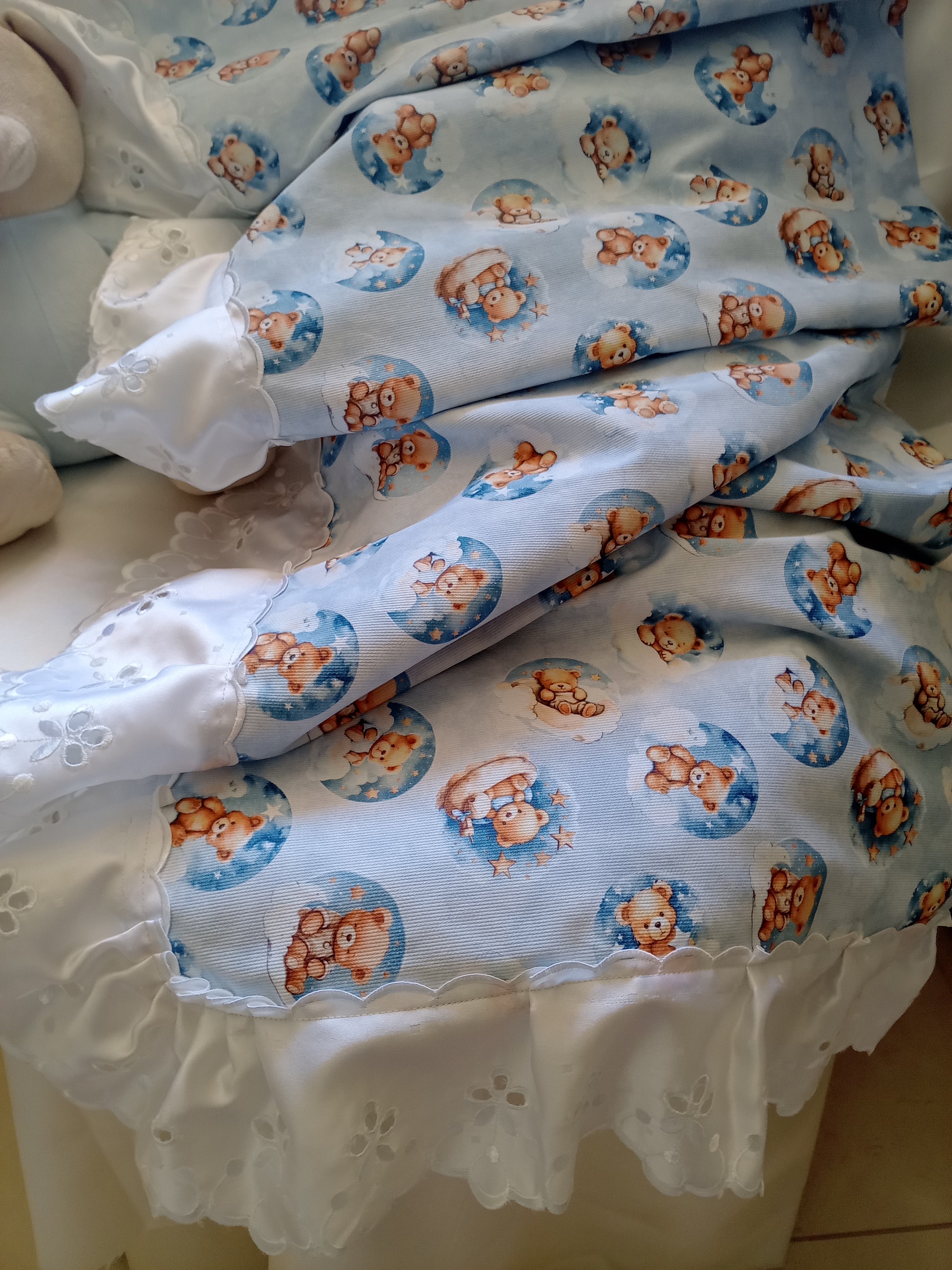 Set Coperta Lettino a Sacco con Lenzuolo in Cotone – Realizzato a Mano, Neonato, Personalizzabile