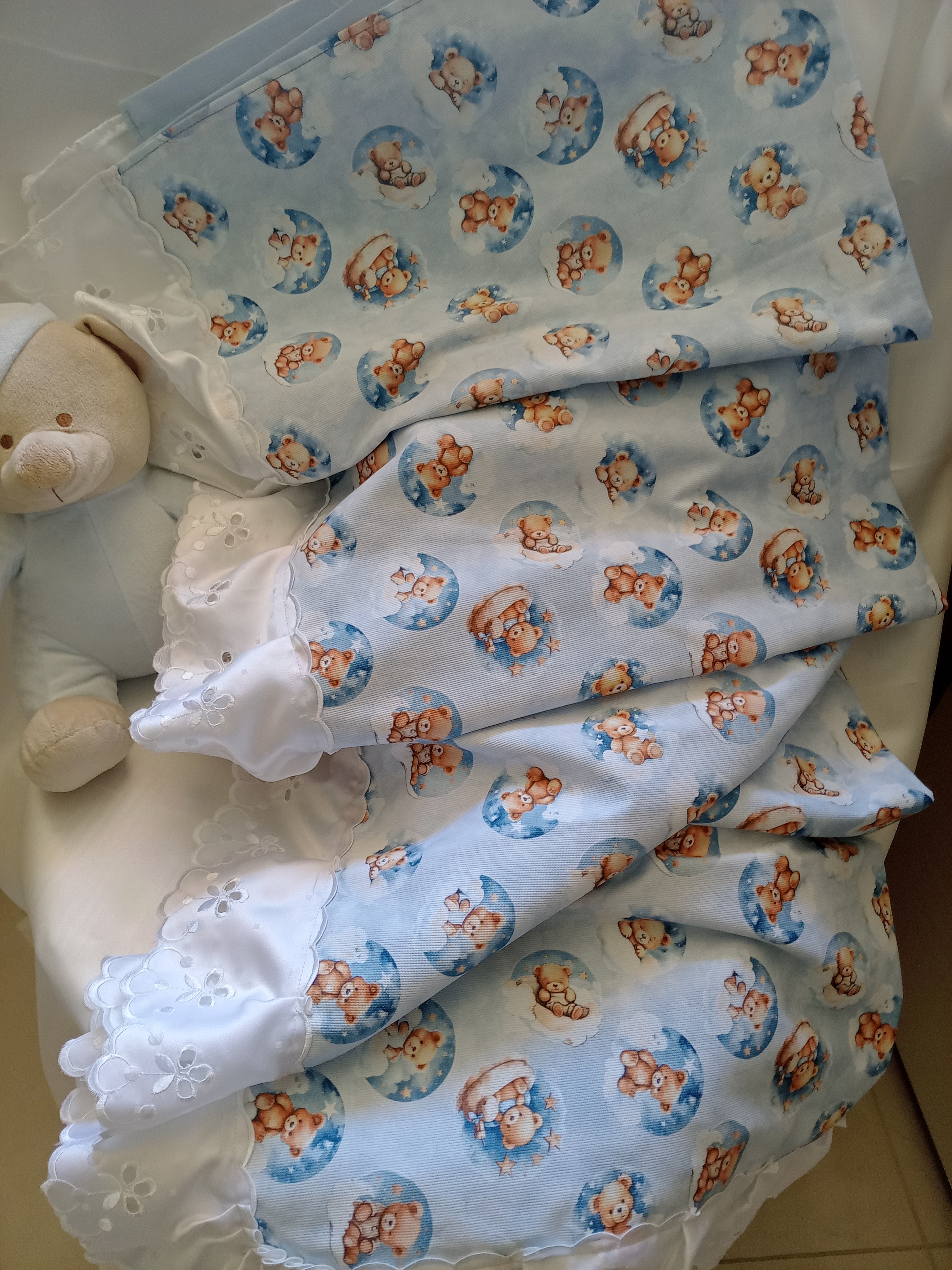 Set Coperta Lettino a Sacco con Lenzuolo in Cotone – Realizzato a Mano, Neonato, Personalizzabile