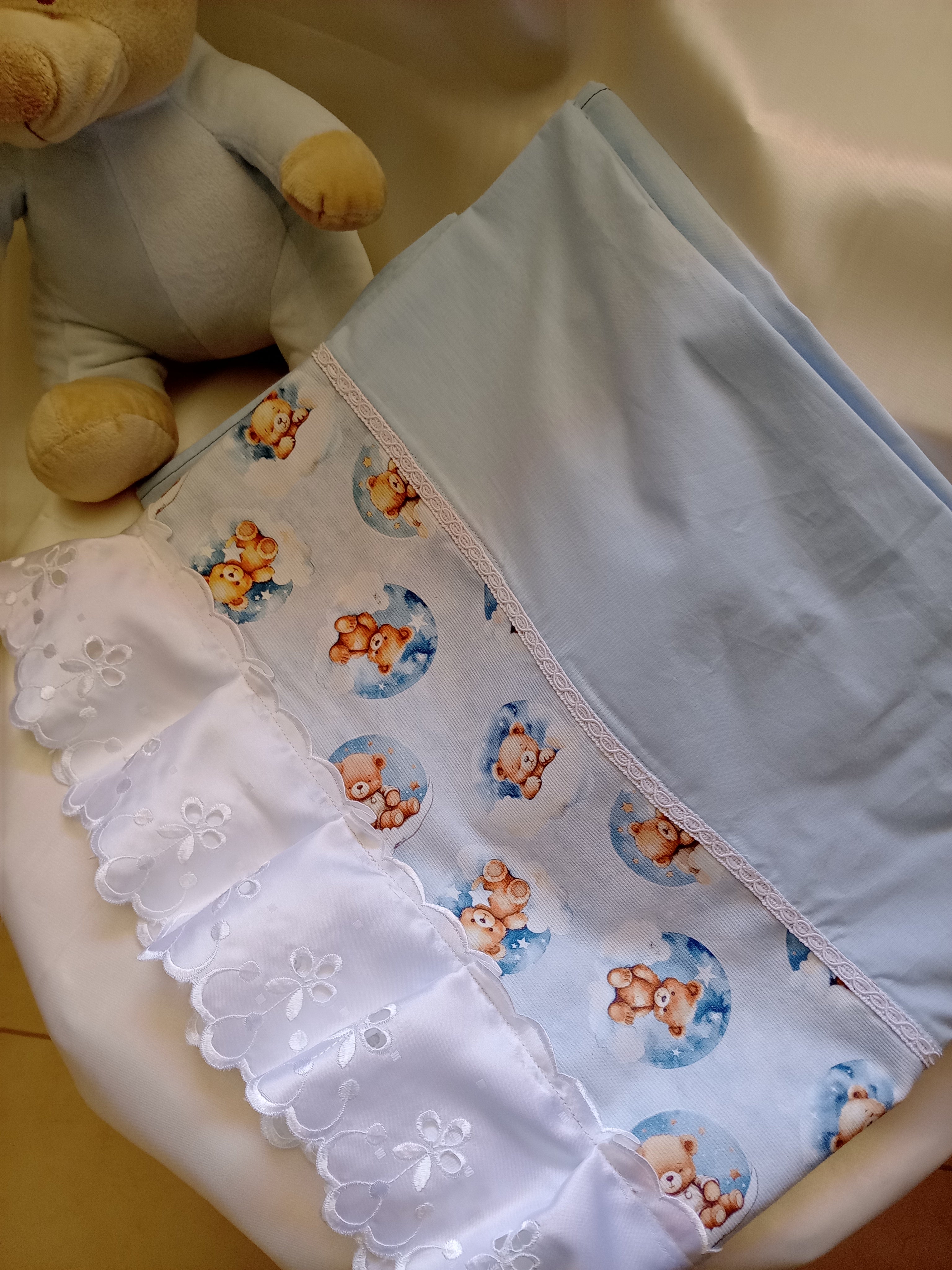 Set Coperta Lettino a Sacco con Lenzuolo in Cotone – Realizzato a Mano, Neonato, Personalizzabile