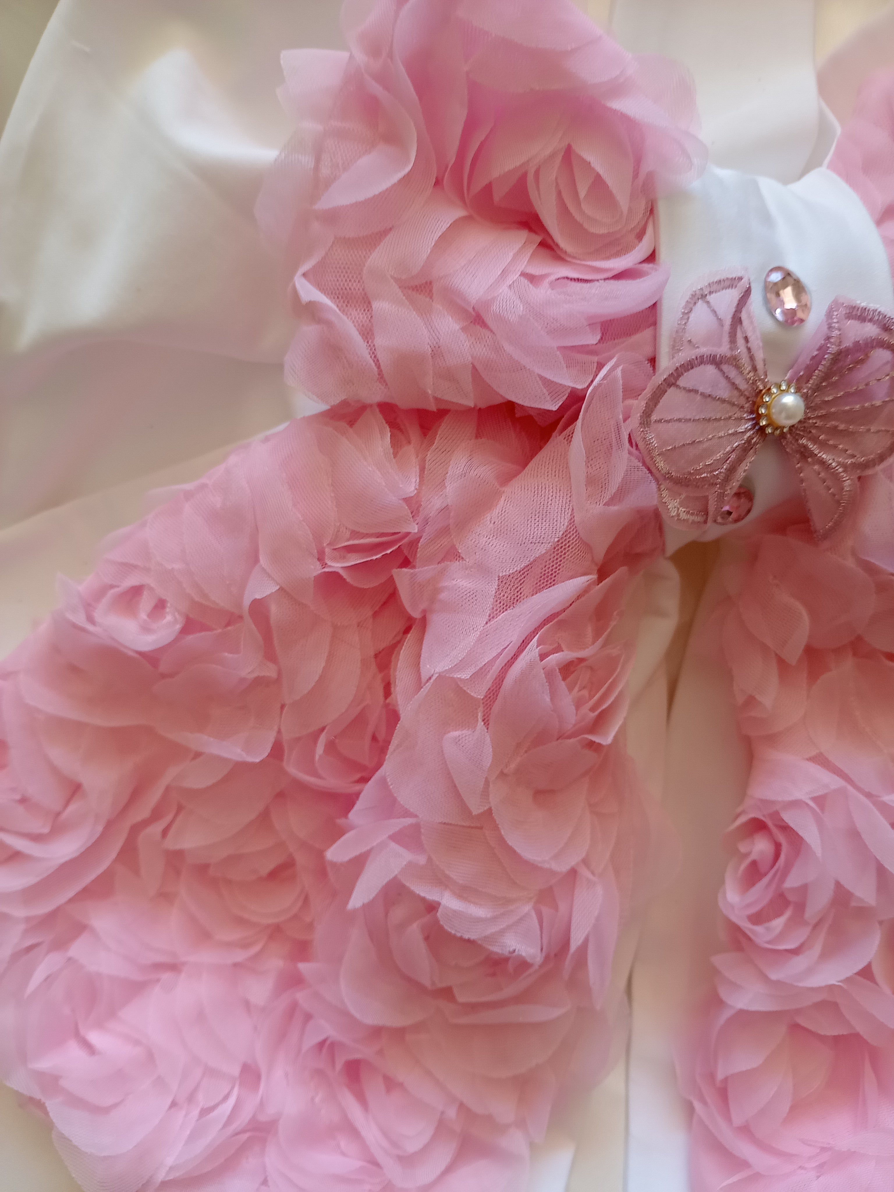 Fiocco Nascita in Tulle Rosa Effetto Rose – Fatto a Mano, Personalizzabile