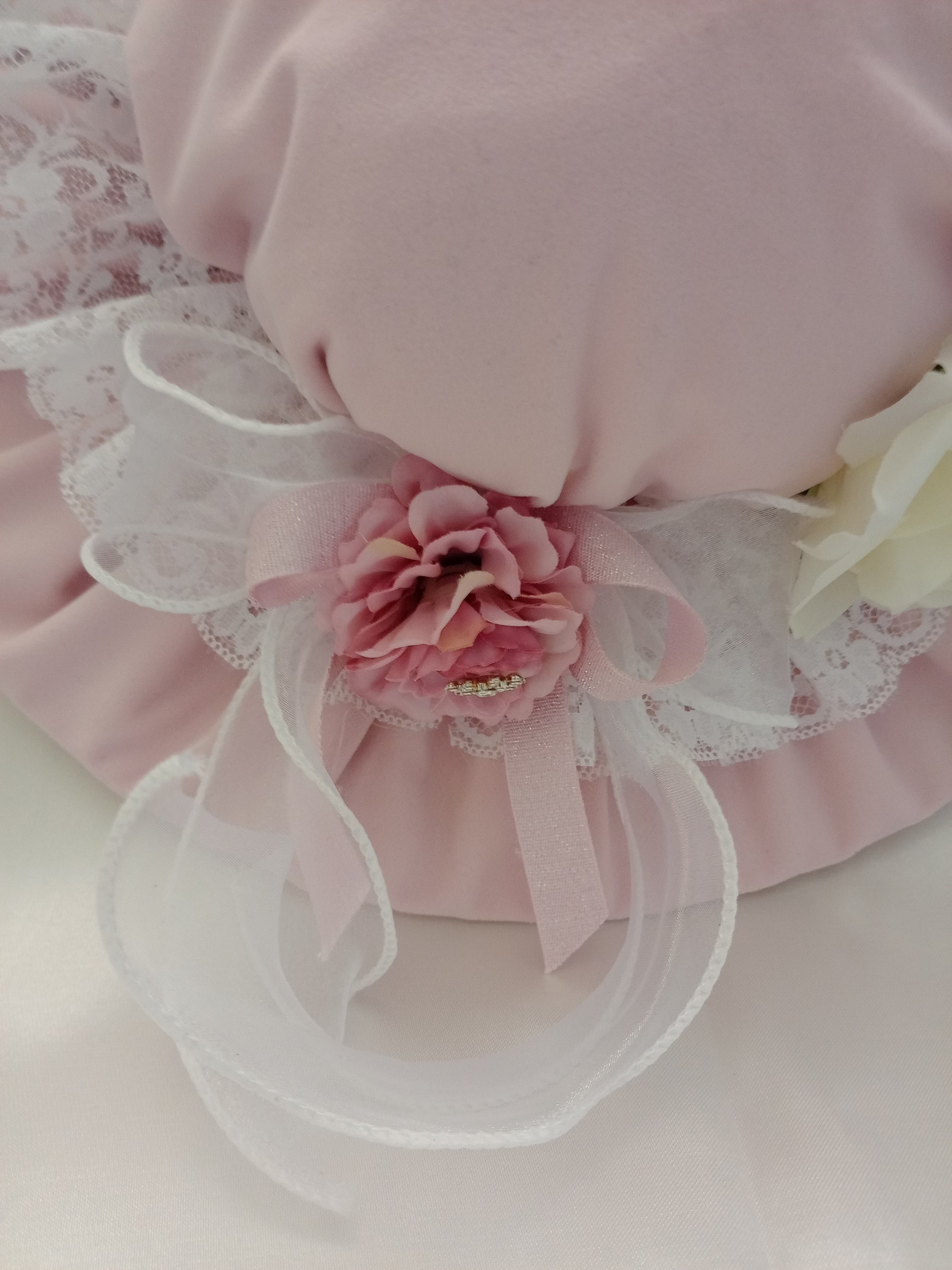 Cappello Fuoriporta in Velluto e Pizzo con Fiori – Decorazione Porta Fatta a Mano