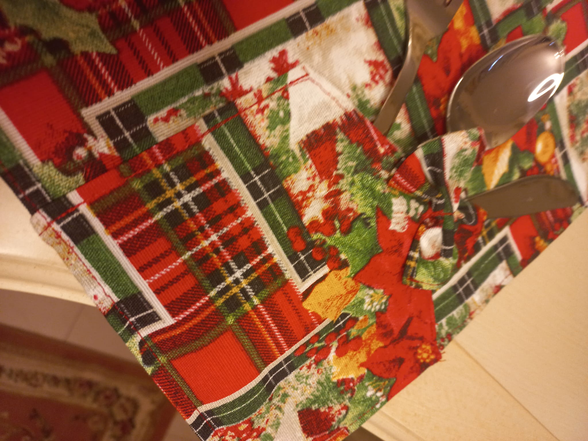 Tovaglietta Americana Natalizia con Tasca Portaposate - Cotone