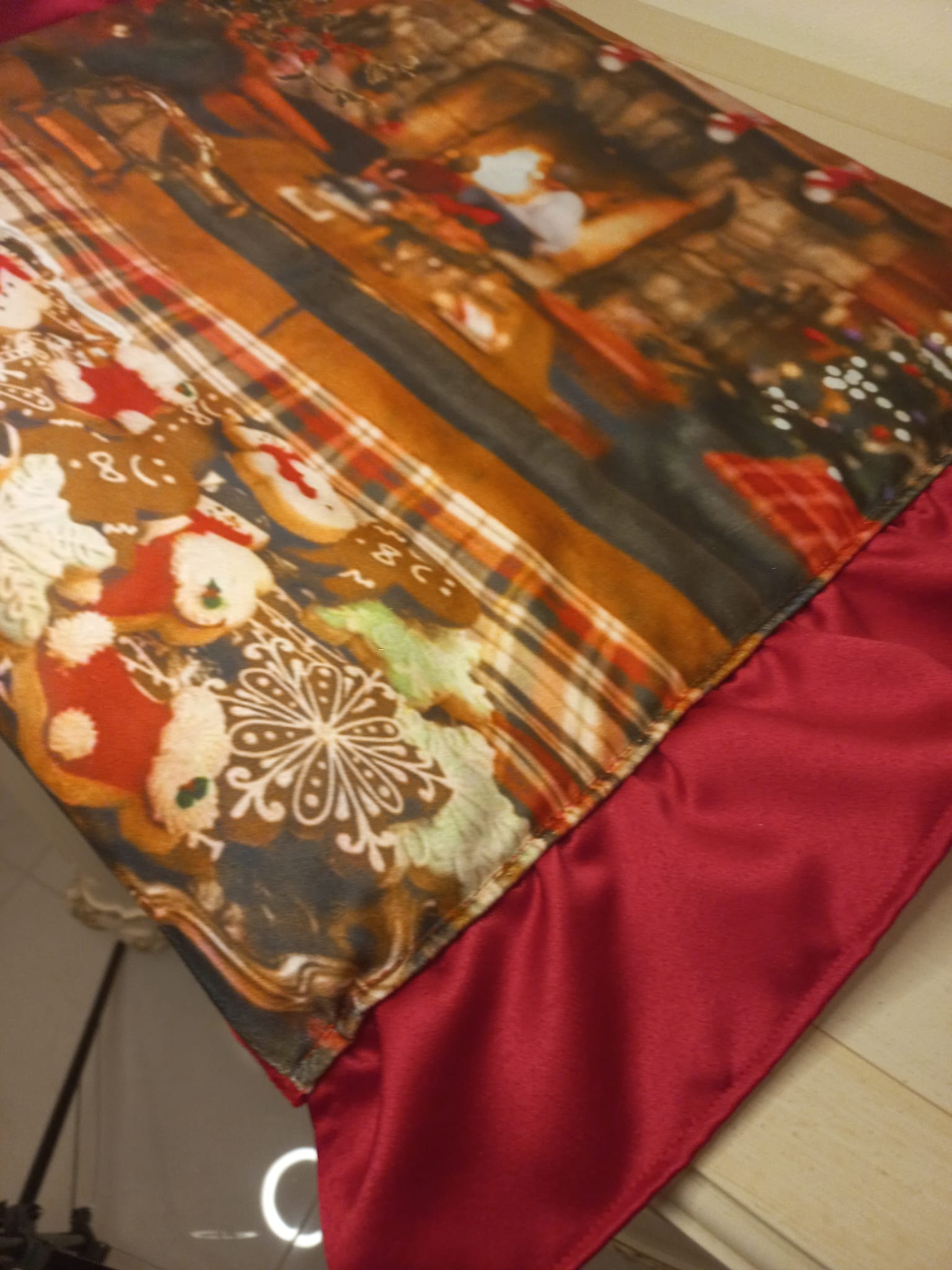 Copripiano Cottura Natalizio in Velluto Rosso - Decorazione Cucina