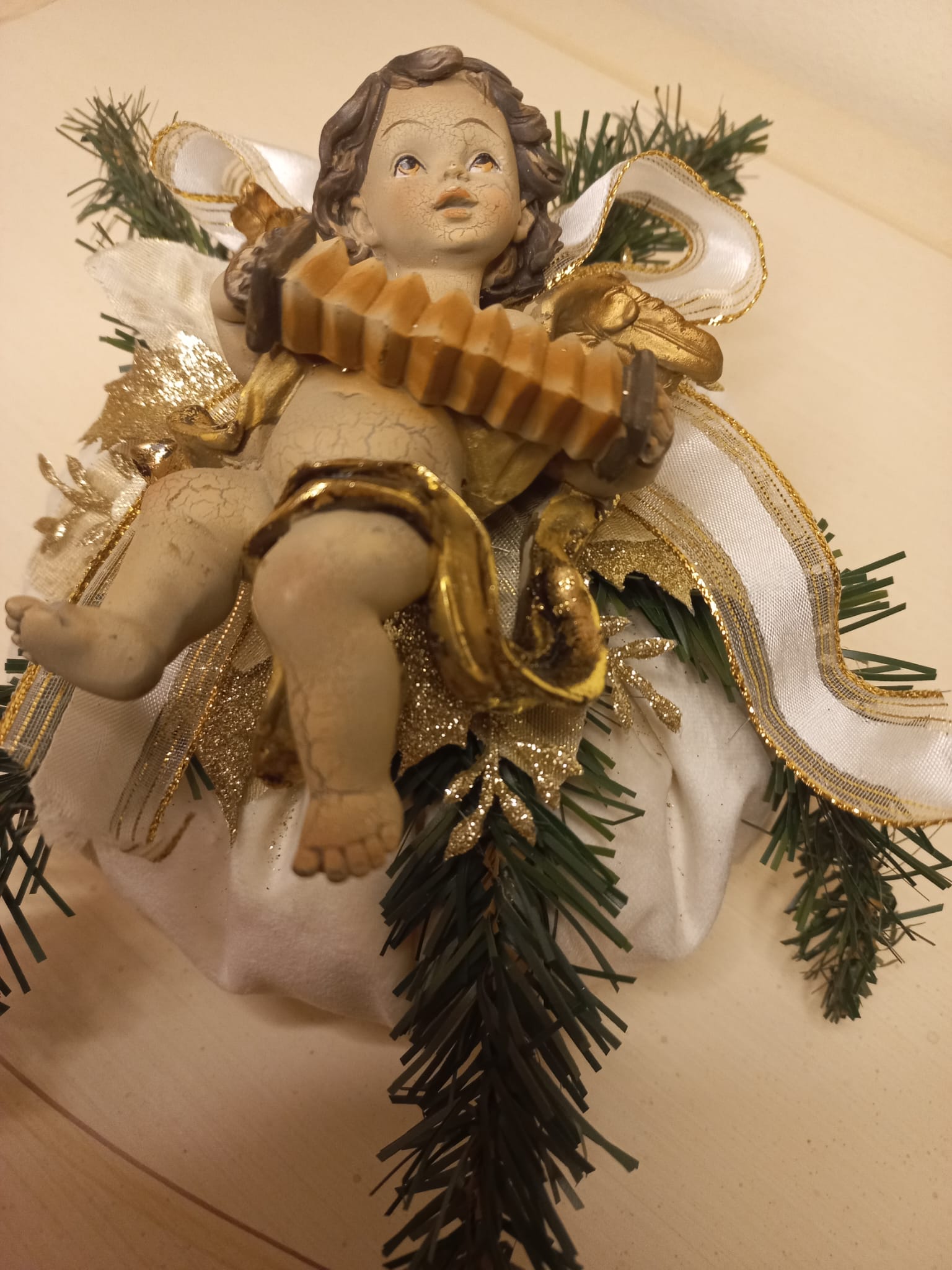 Bon Bon Natalizio in Velluto con Angioletto - Decorazione Artigianale