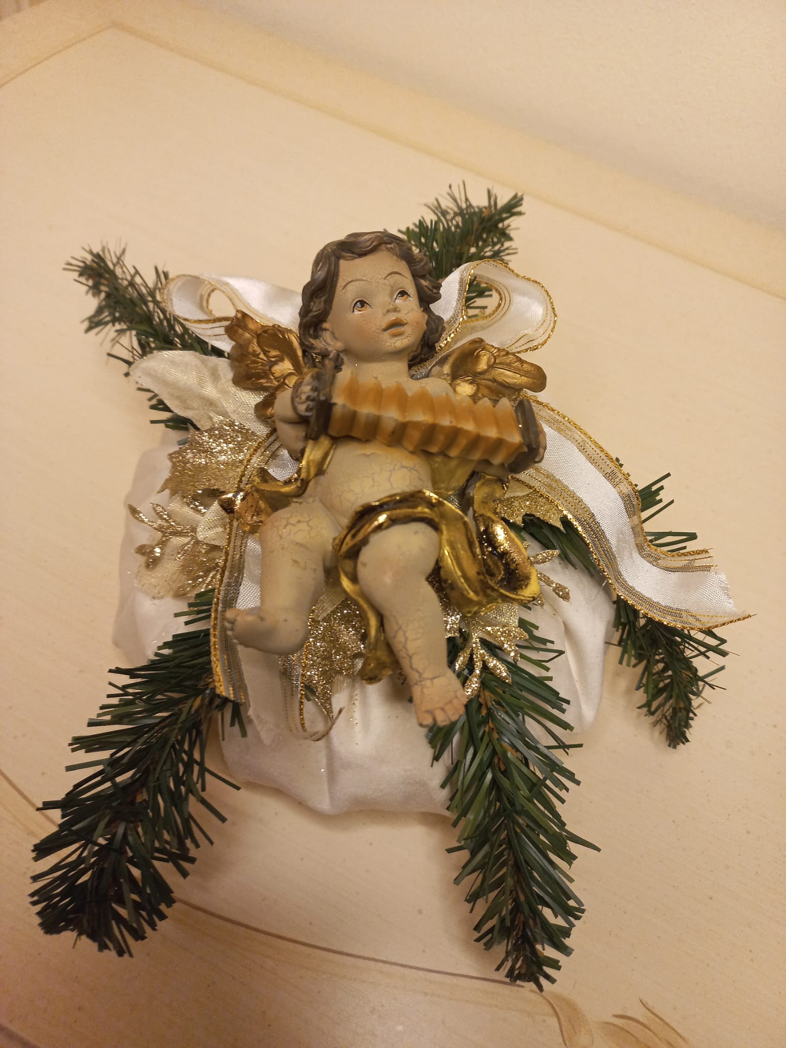 Bon Bon Natalizio in Velluto con Angioletto - Decorazione Artigianale