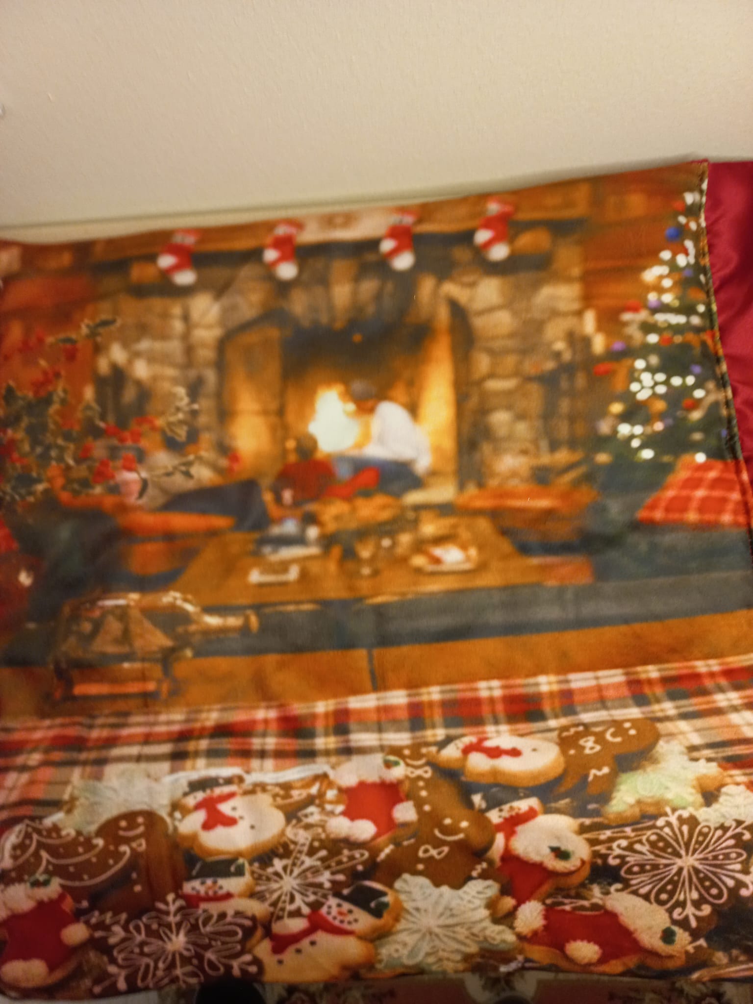 Copripiano Cottura Natalizio in Velluto Rosso - Decorazione Cucina