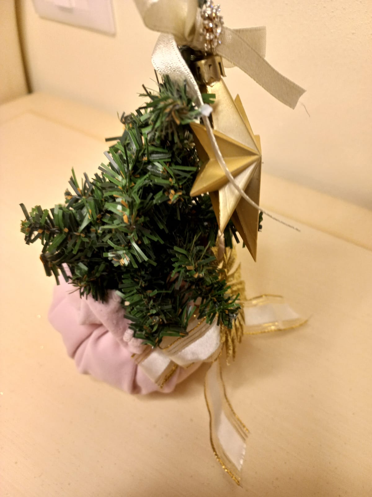 Bon Bon Natalizio Piccolo in Velluto con Alberello - 25 cm