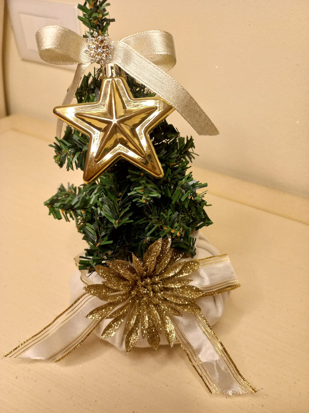 Bon Bon Natalizio Piccolo in Velluto con Alberello - 25 cm