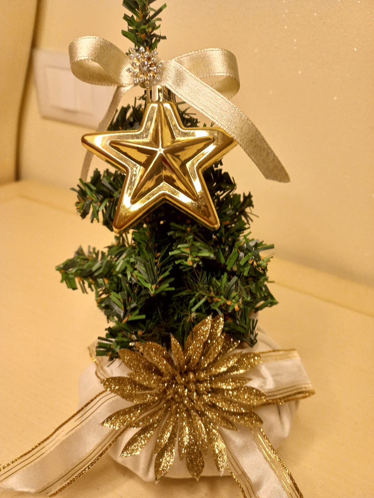 Bon Bon Natalizio Piccolo in Velluto con Alberello - 25 cm