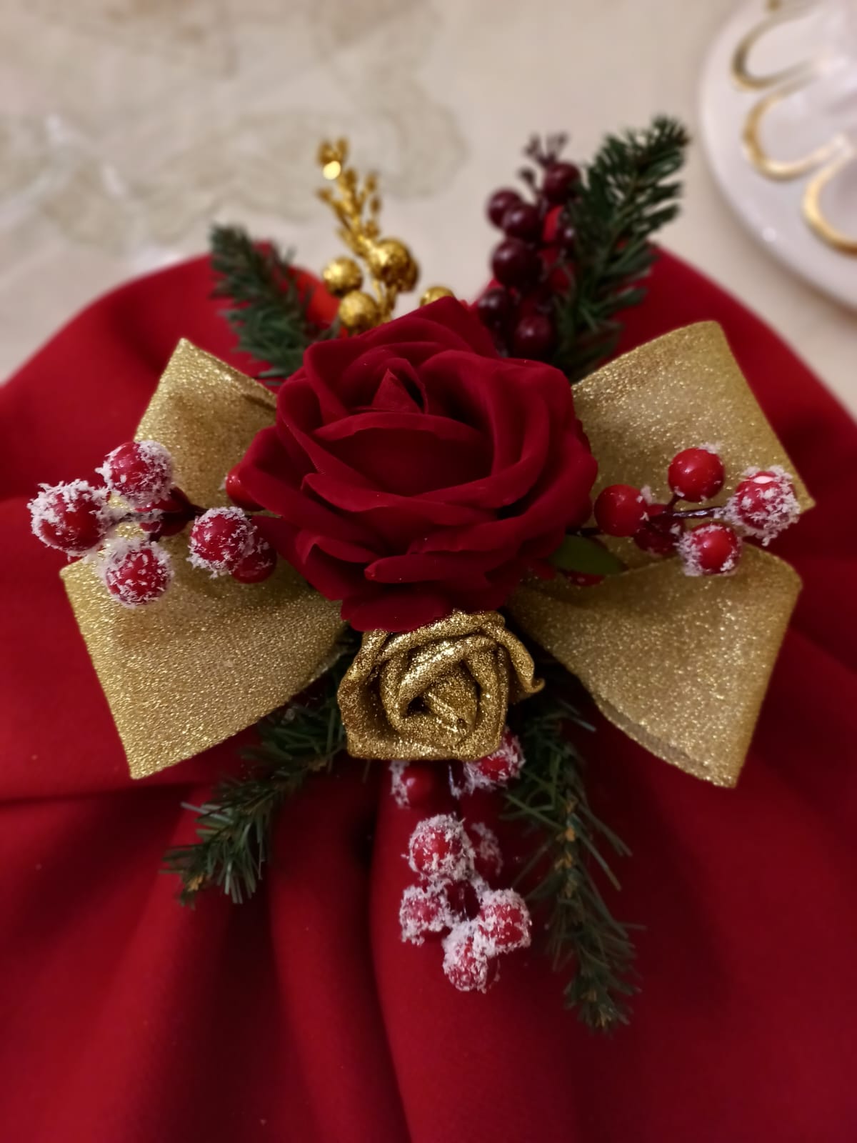 Fiocco Natalizio Rosso Artigianale - Decorazione Natale Fatto a Mano