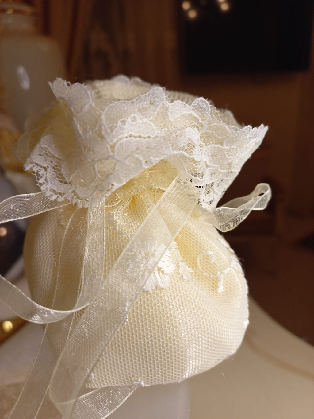 Sacchettino Panna Artigianale - Portaconfetti Portariso Segnaposto Bomboniera