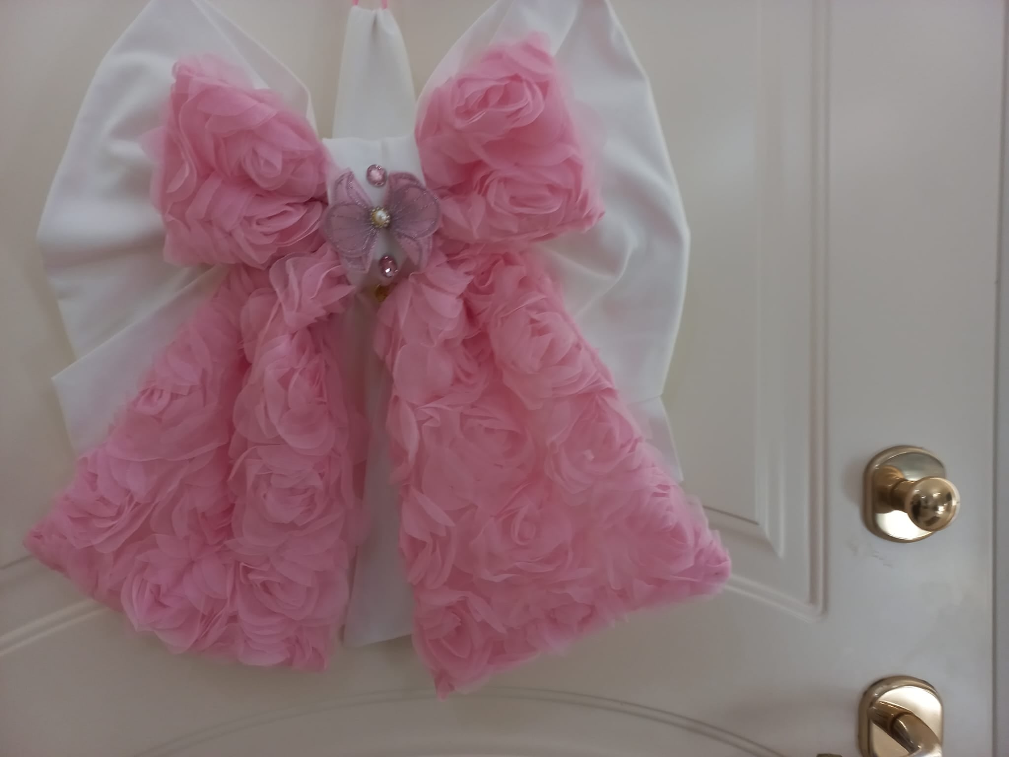 Fiocco Nascita Principessa in Tulle Rosa con Orsetto – Fatto a Mano