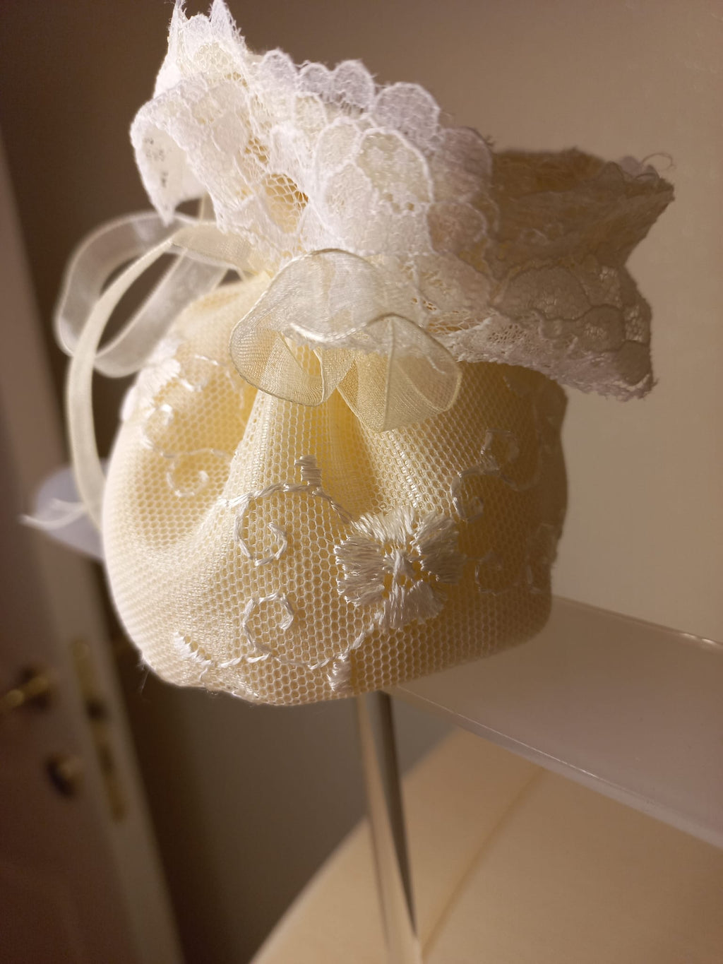 Sacchettino Panna Artigianale - Portaconfetti Portariso Segnaposto Bomboniera