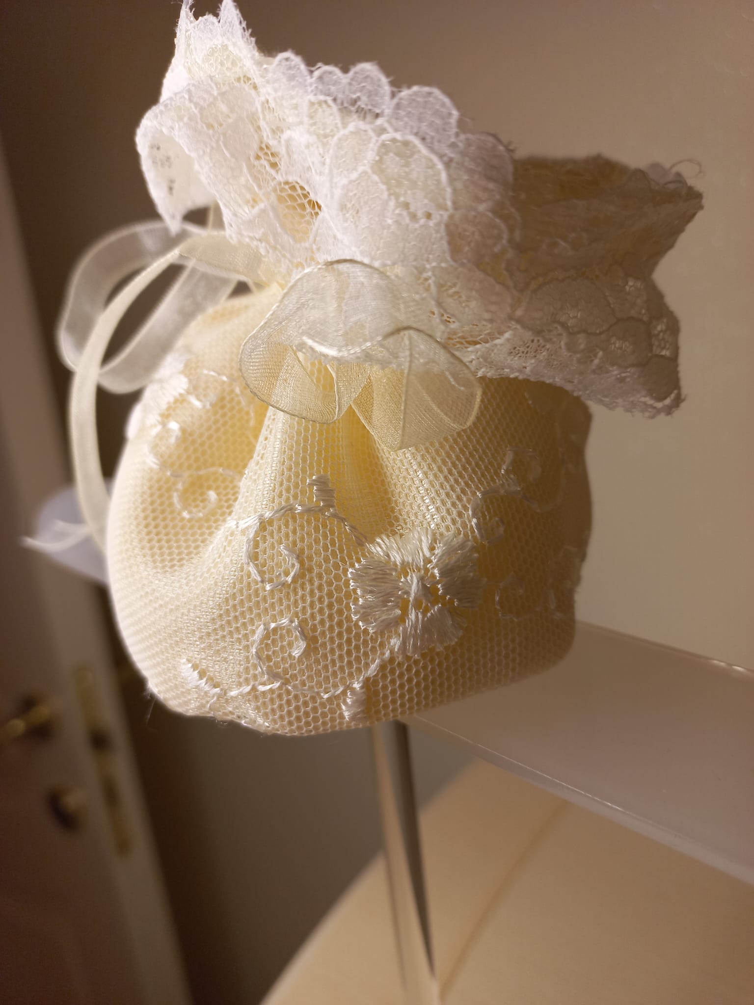 Sacchettino Panna Artigianale - Portaconfetti Portariso Segnaposto Bomboniera