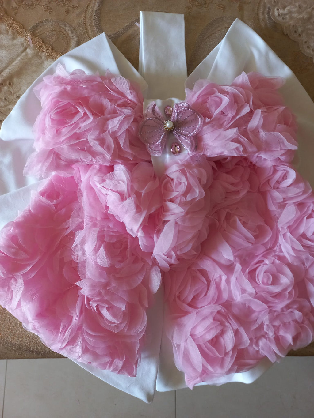 Fiocco Nascita Principessa in Tulle Rosa con Orsetto – Fatto a Mano