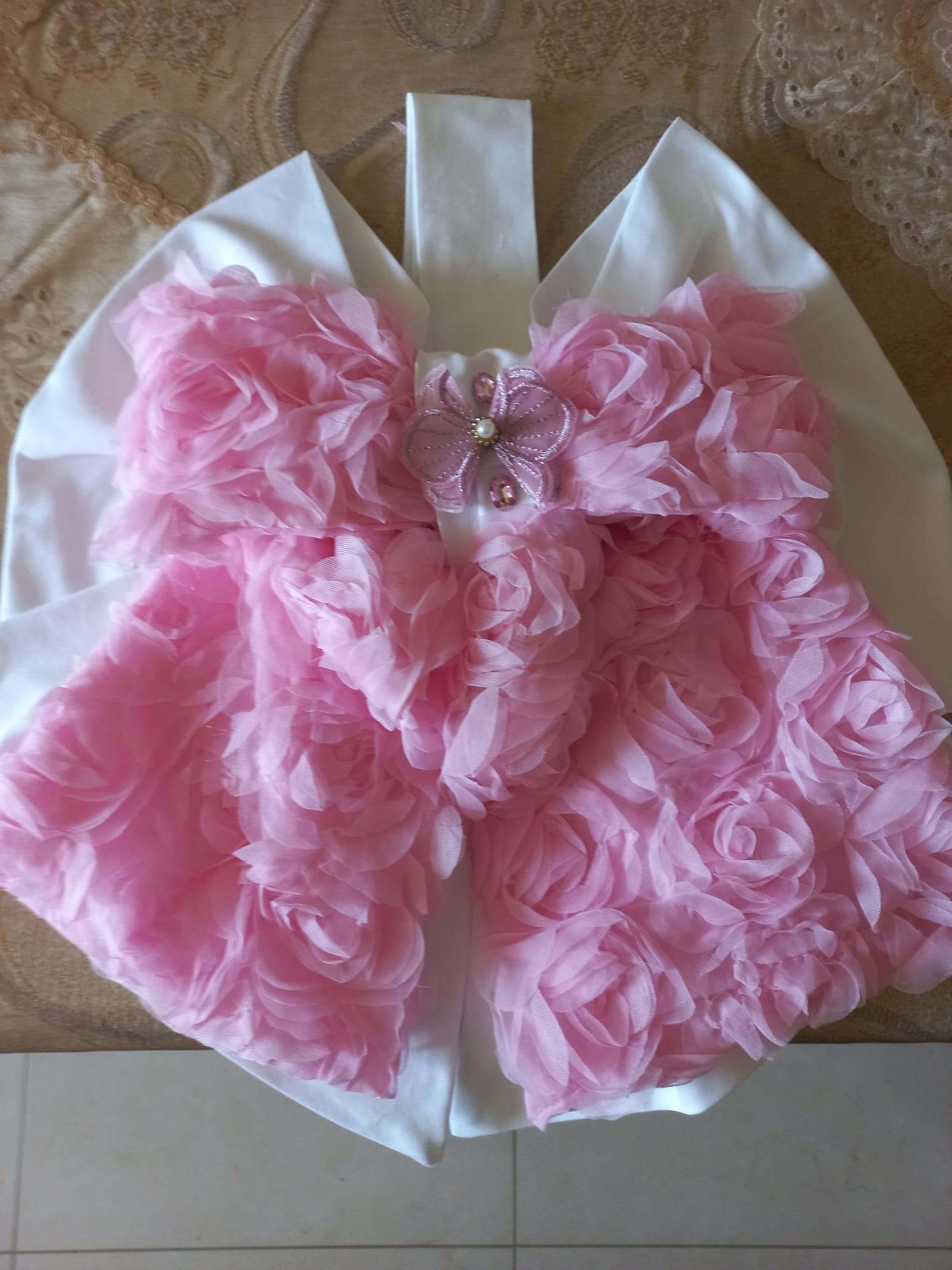Fiocco Nascita Principessa in Tulle Rosa con Orsetto – Fatto a Mano