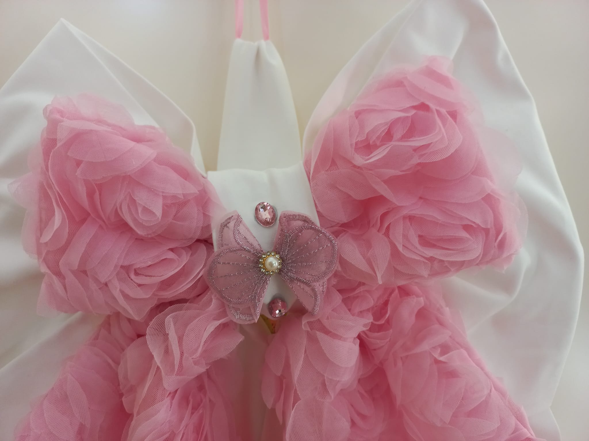 Fiocco Nascita Principessa in Tulle Rosa con Orsetto – Fatto a Mano