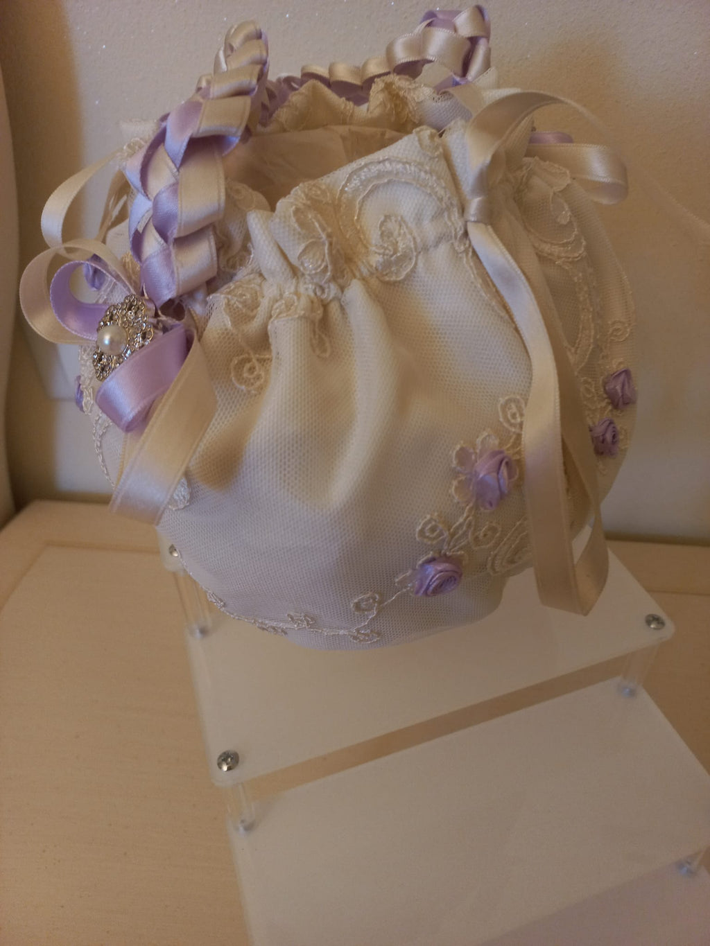 BORSETTA DA CERIMONIA IN PIZZO CON MANICO A TRECCIA