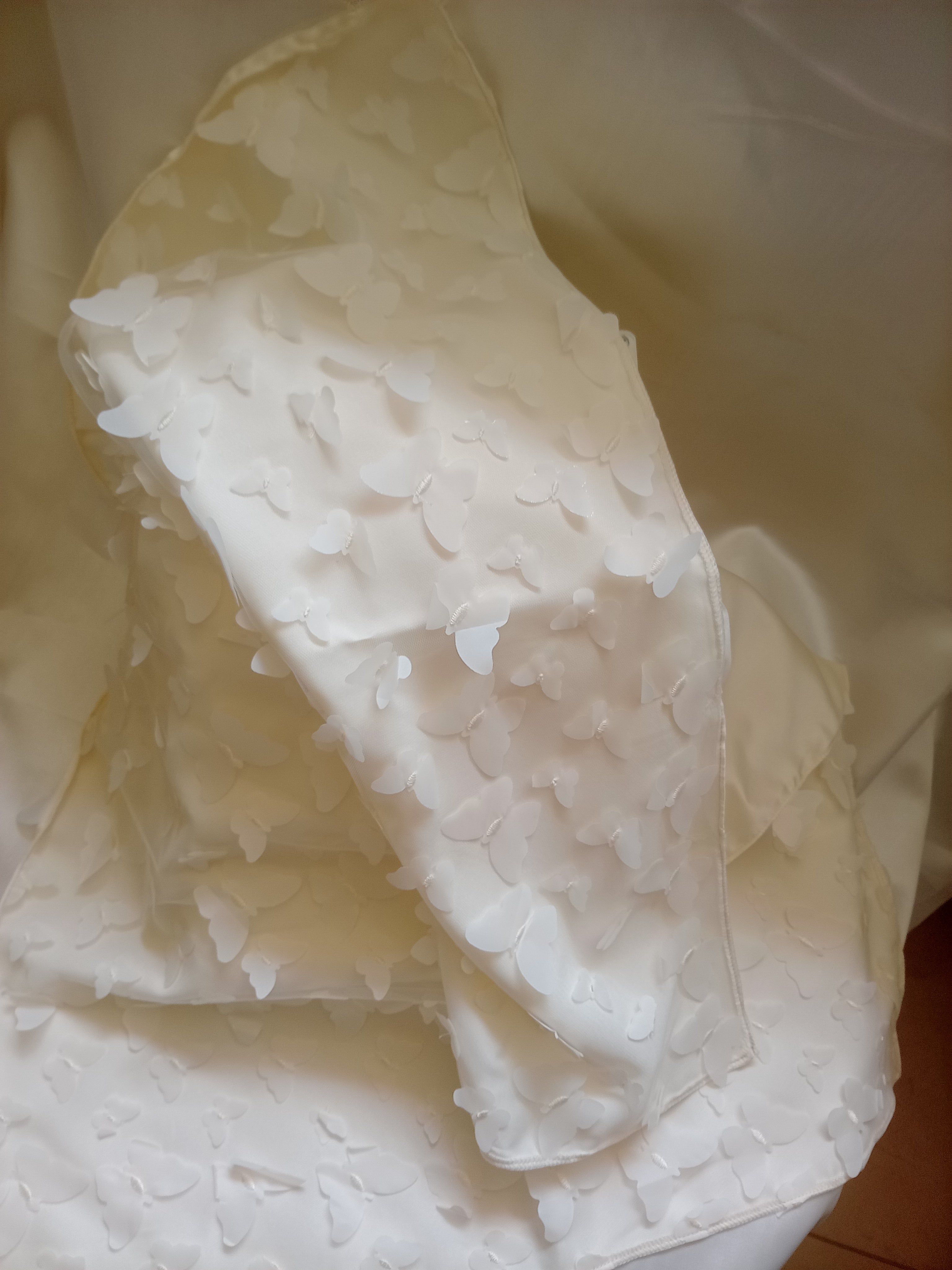 Copertina Neonata in Raso e Tulle con Farfalle – Fatto a Mano, Avorio