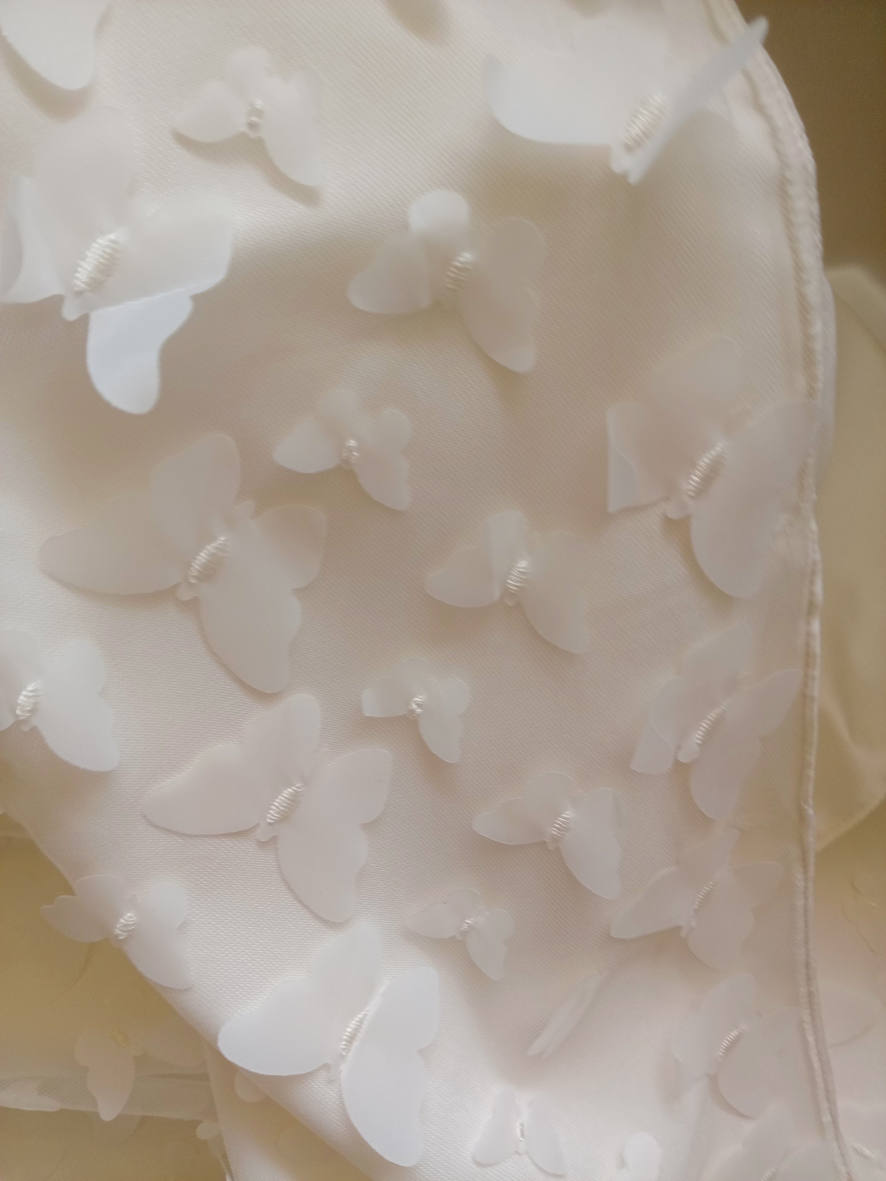 Copertina Neonata in Raso e Tulle con Farfalle – Fatto a Mano, Avorio