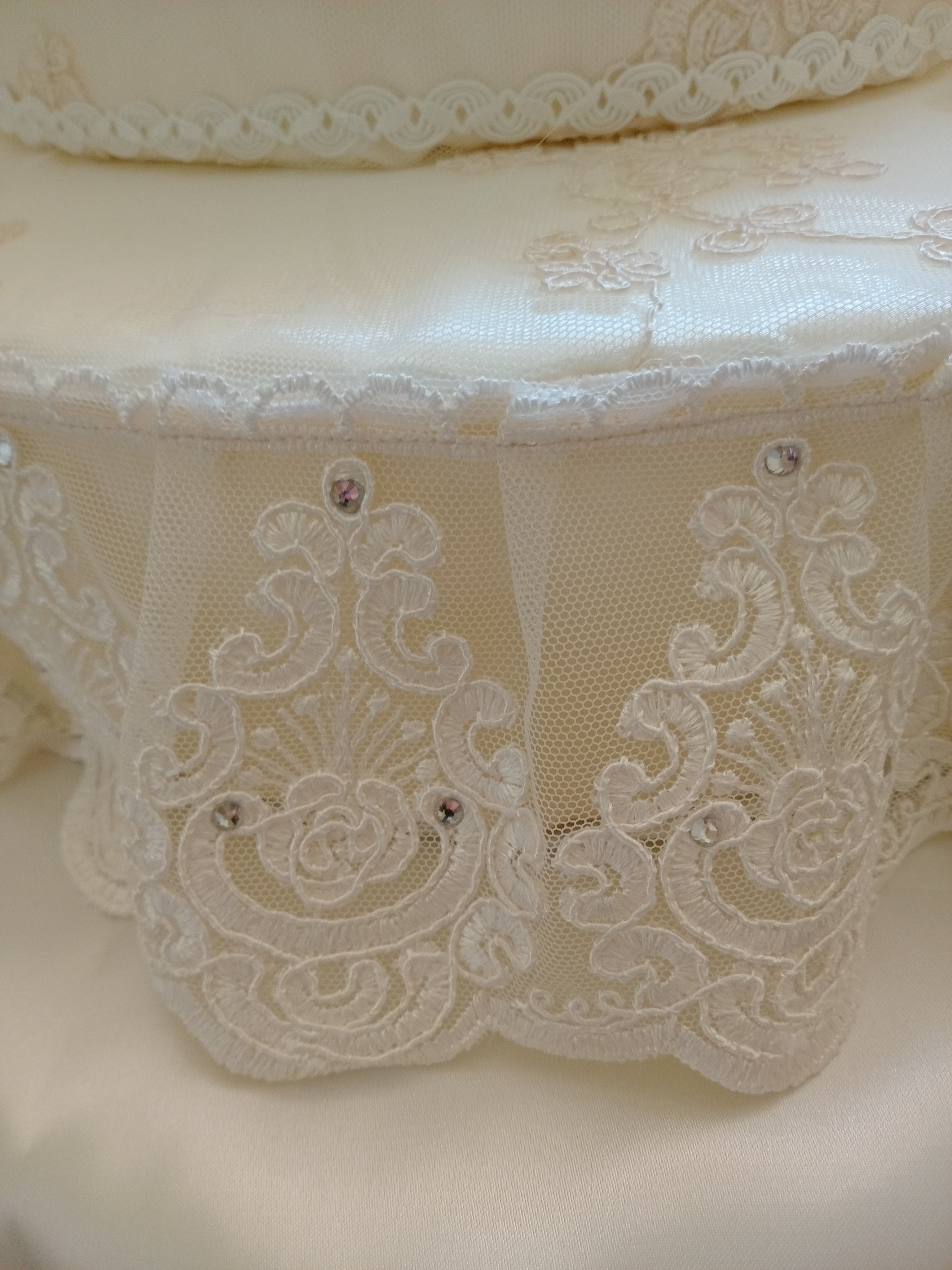 Torta Scenografica in Pizzo con Rose Avorio – Centrotavola Matrimonio Fatto a Mano